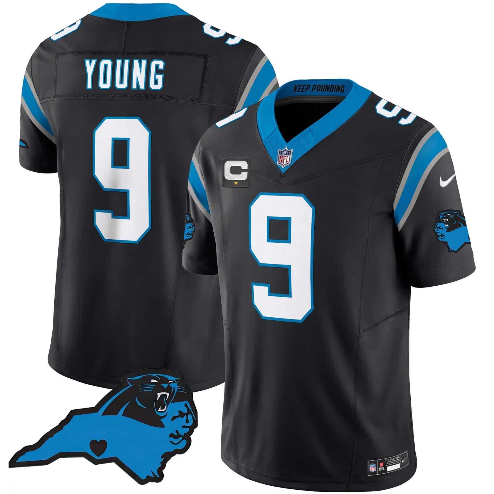 Men Carolina Panthers #9 Young Black 2024 Nike Vapor Limited NFL Jersey style 1->indianapolis colts->NFL Jersey